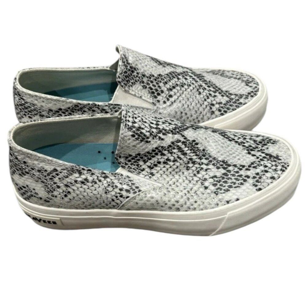 SeaVees Baja Platform‎ Slip-On Sneakers – Embossed Snake Print Leather – 7 🐍🔥
